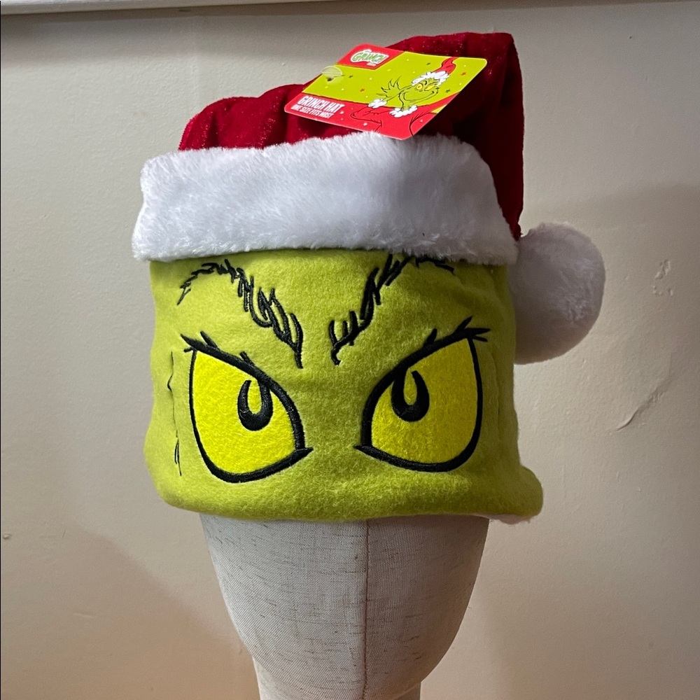 The Grinch Plush Santa Hat - Bright Green & Red